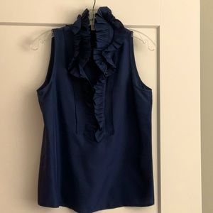 J. Crew navy silk ruffle top, size 2